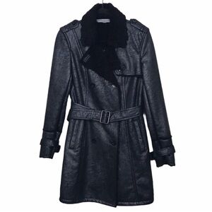 Marc New York Andrew Marc Metallic Black Faux Shearling Moto Coat